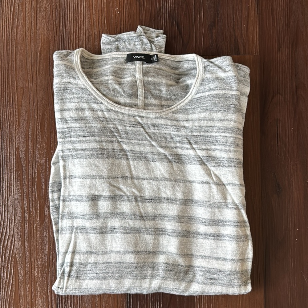 Vince - Sweater, Cotton, Grey/White, M